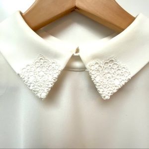 White crepe Ted Baker top with lace trim